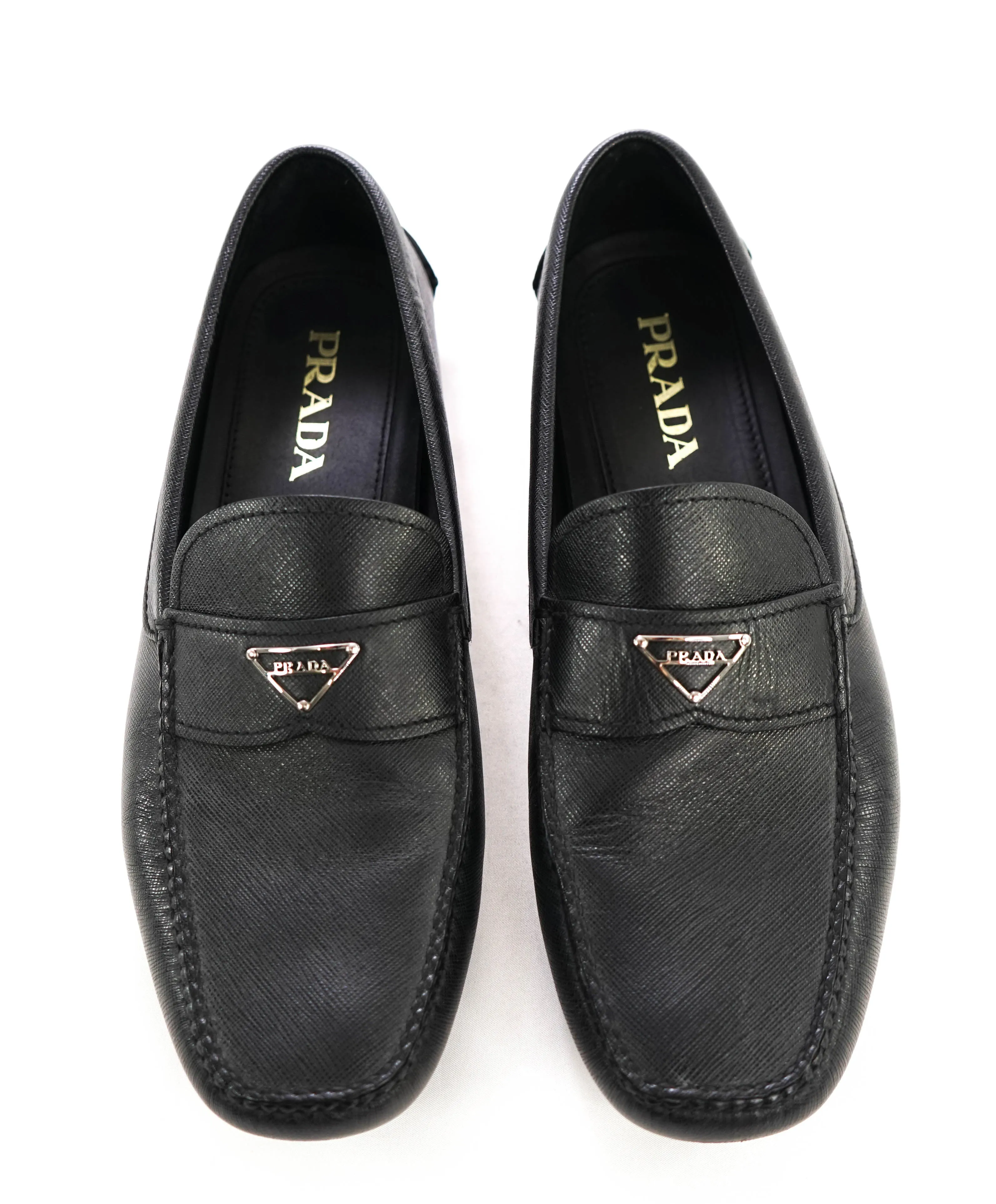 $850 PRADA - Black Saffiano LOGO Leather Penny Loafers - 10US (9)