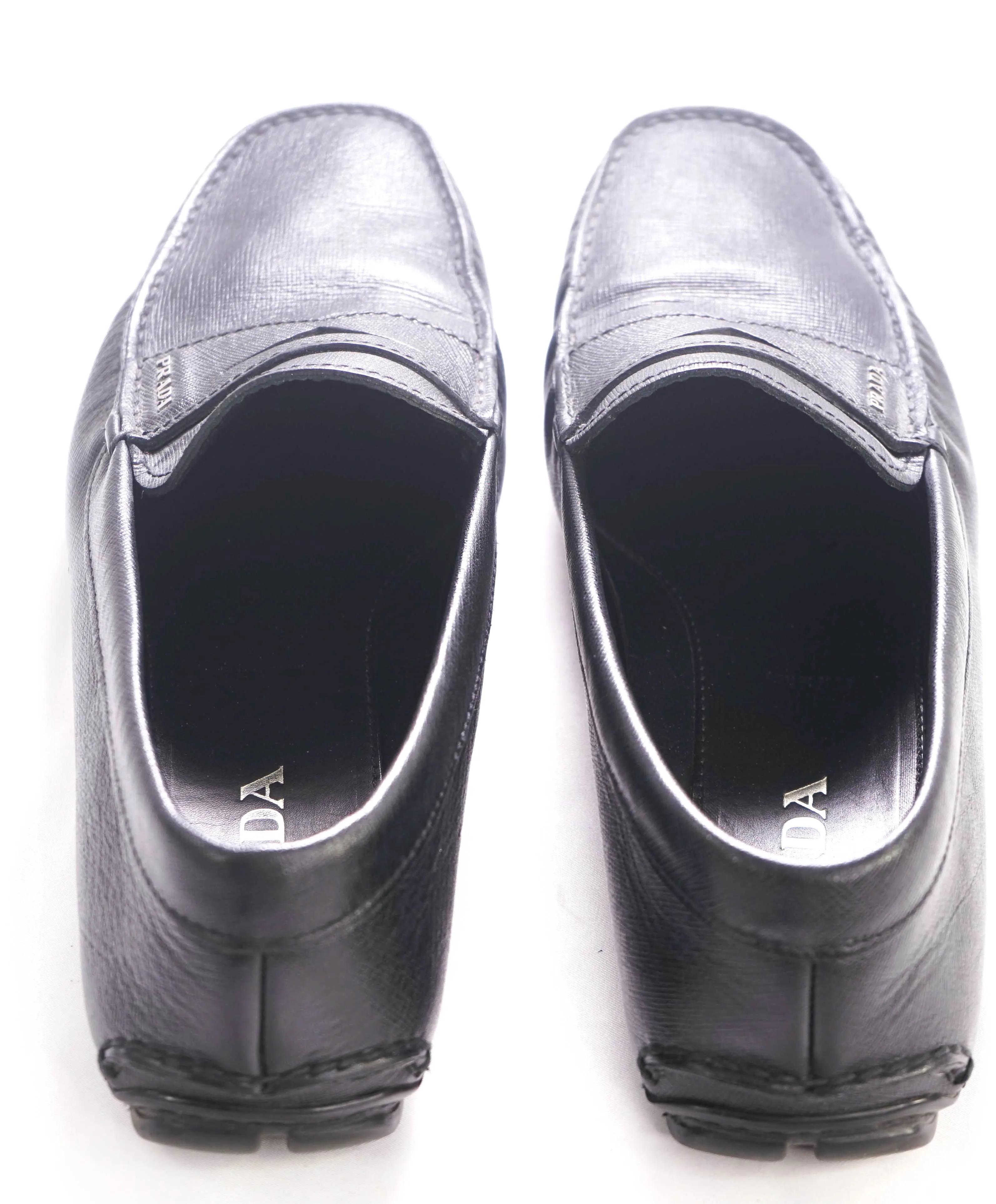 $850 PRADA - Black Saffiano LOGO Leather Penny Loafers - 11US (10)