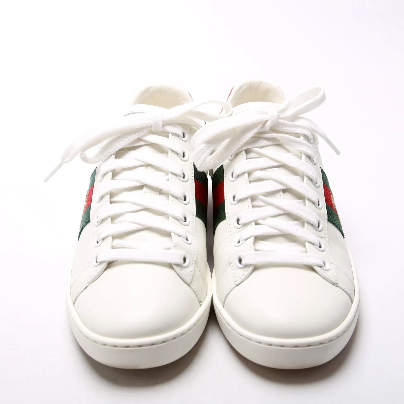 Ace Web Bee Leather Sneakers Size 35 White