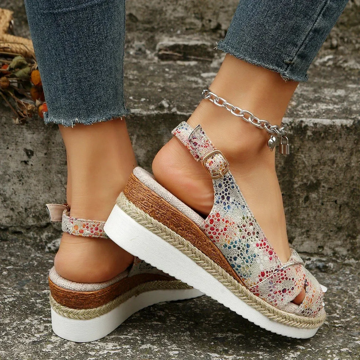 Amozae-Wedge Sandals Women Summer 2024 Fashion Peep Toe Platform Gladiator Shoe for Woman Light Non Slip Beach Sandals Sandalias Mujer