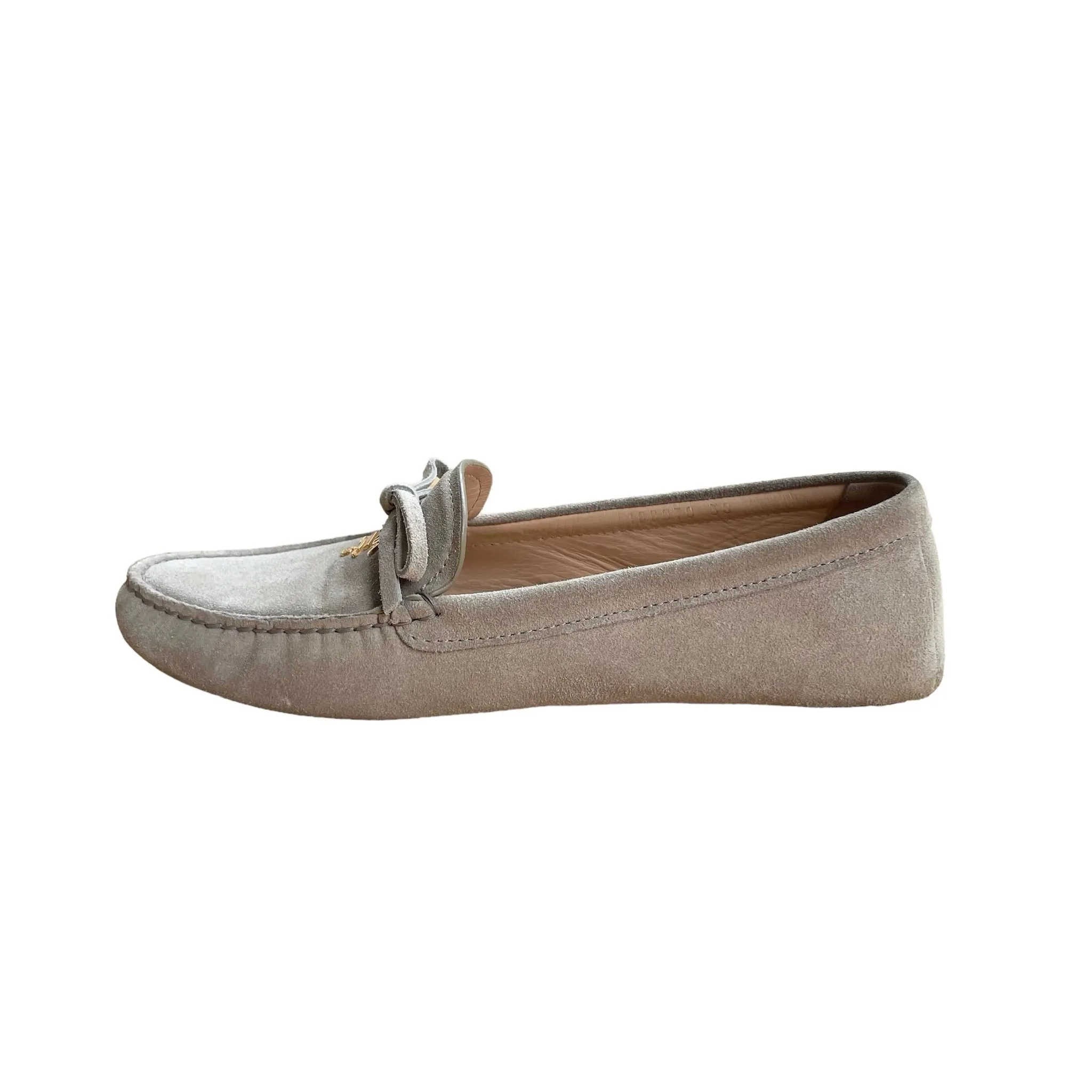 Beige Suede Logo Loafers - 8