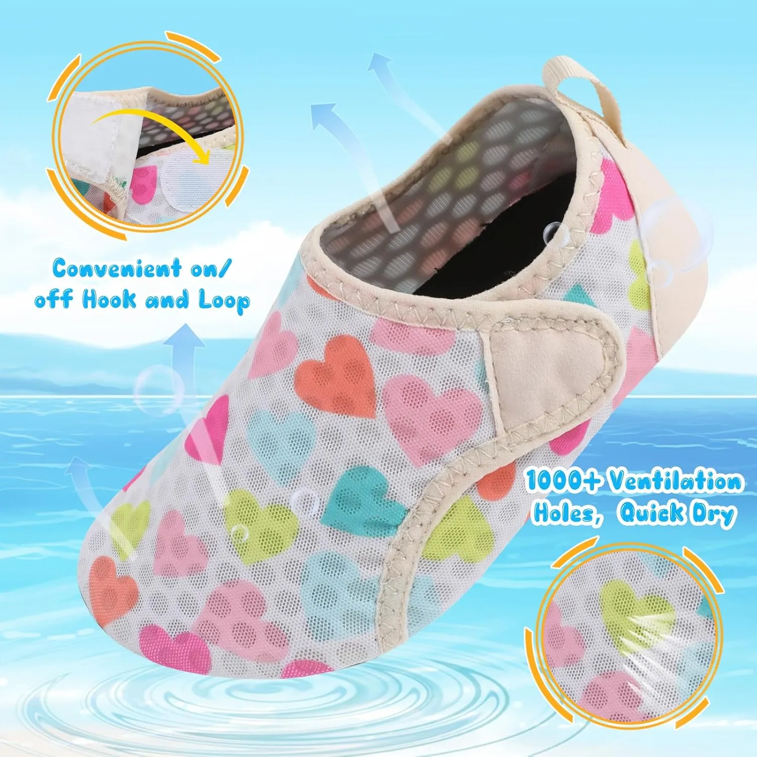 Besroad Kids Water Shoes Girls Boys Quick Dry Aqua Socks Barefoot Non Slip Beach Swim Surf Shoes