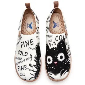 Black Cat Print Cute Women's Slip-On Shoes Painted Canvas Sneakers