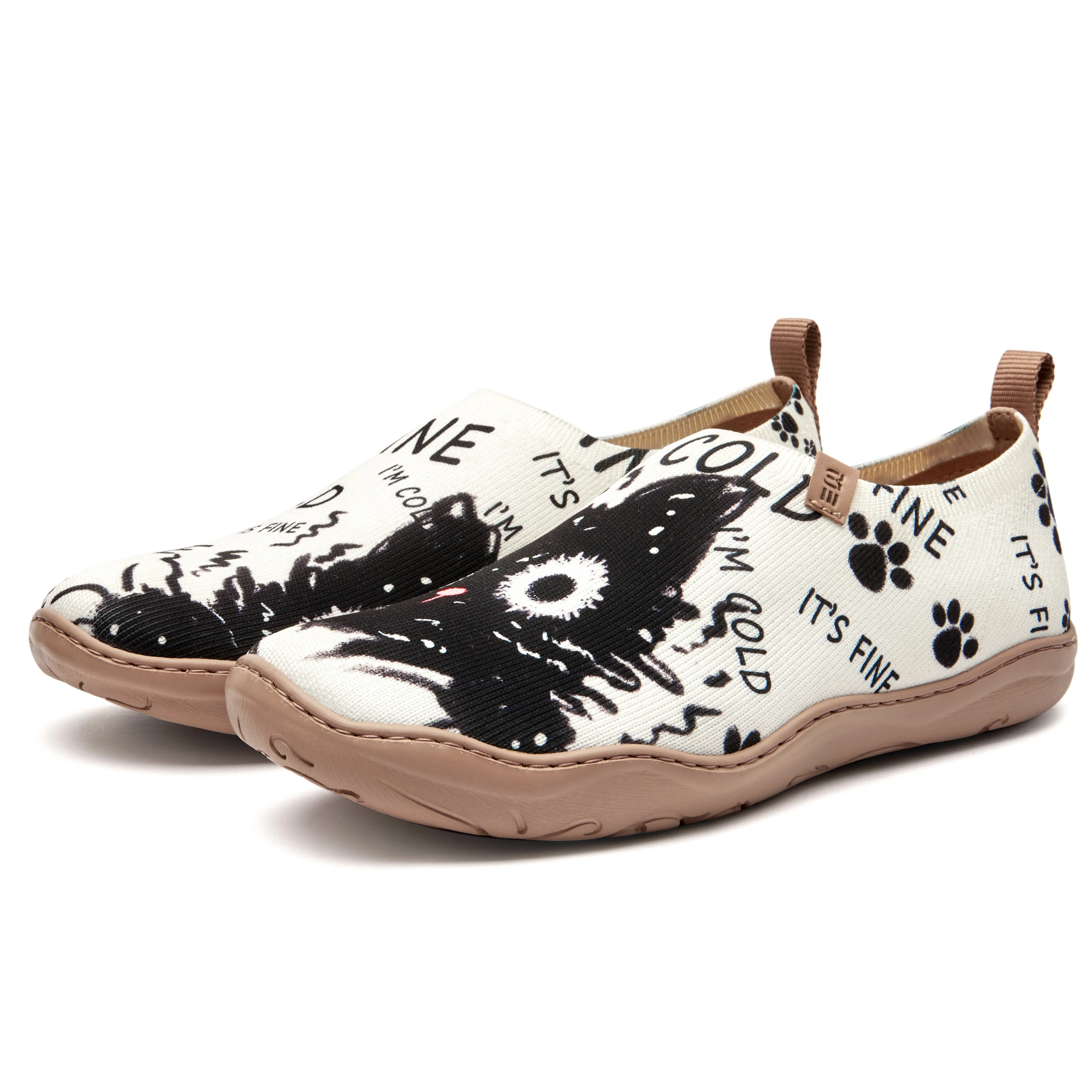 Black Cat Print Cute Women's Slip-On Shoes Painted Canvas Sneakers