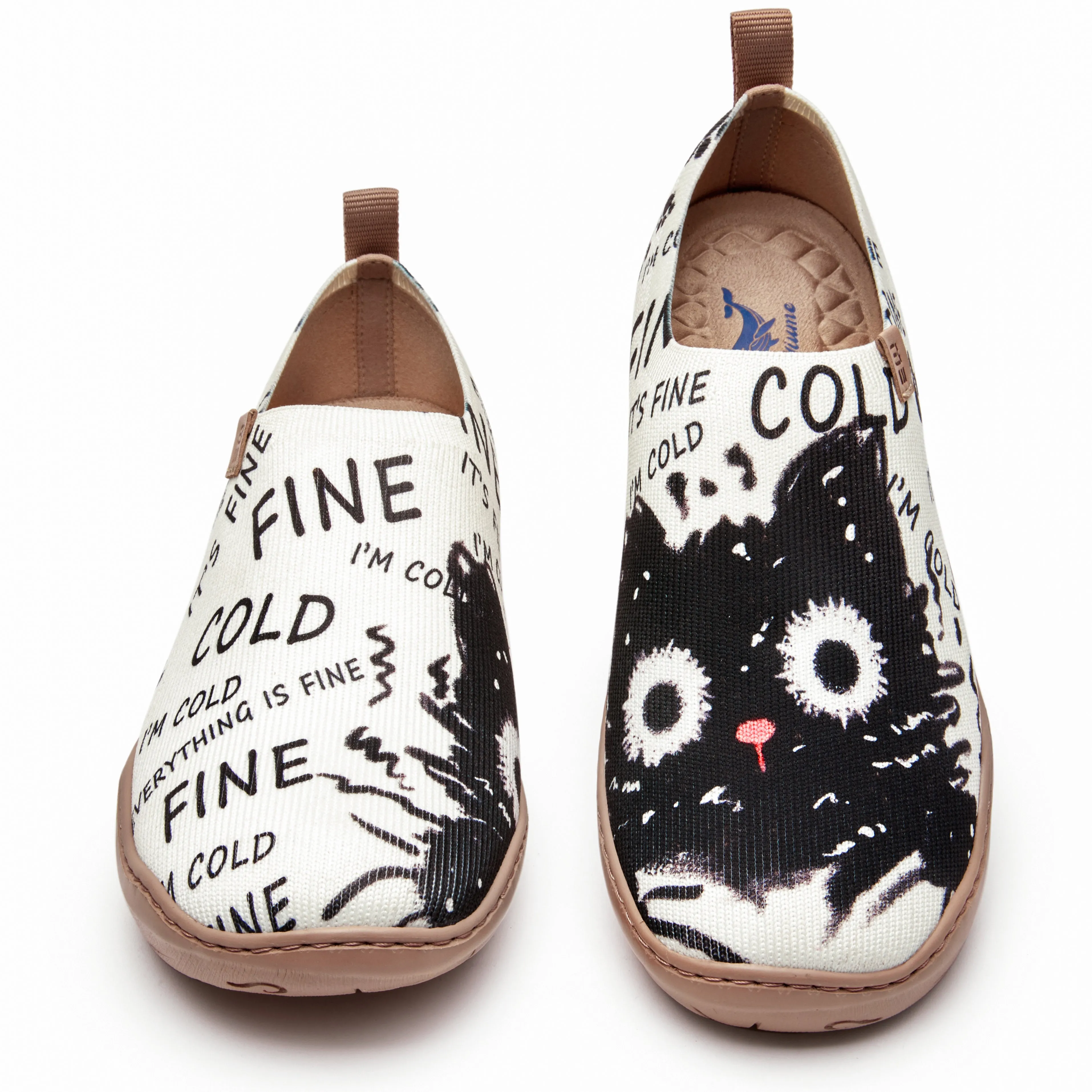 Black Cat Print Cute Women's Slip-On Shoes Painted Canvas Sneakers