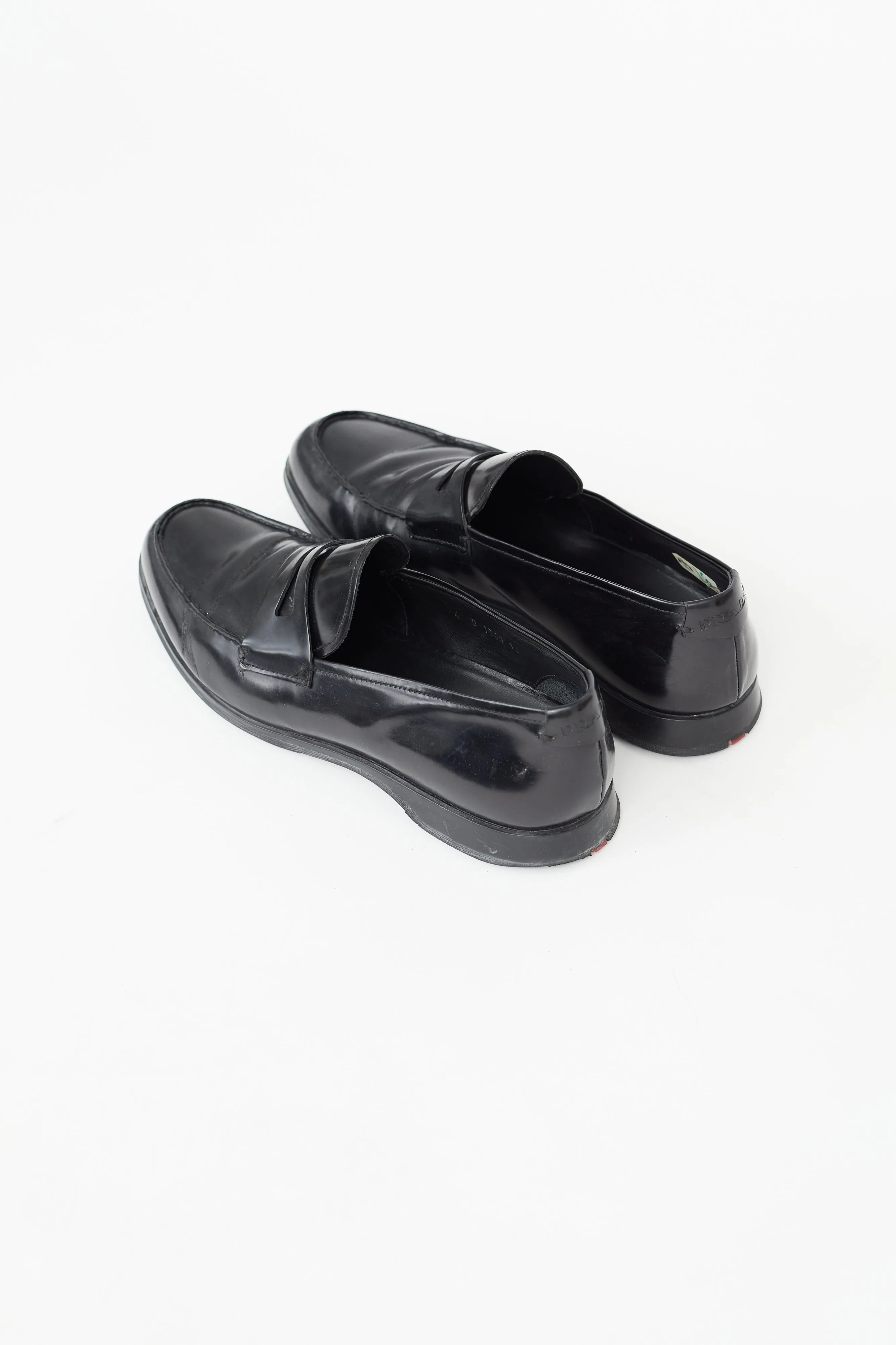 Black Leather Penny Almond Toe Loafer
