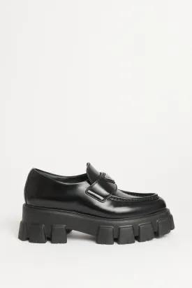 Black Leather Preowned Monolith Loafers