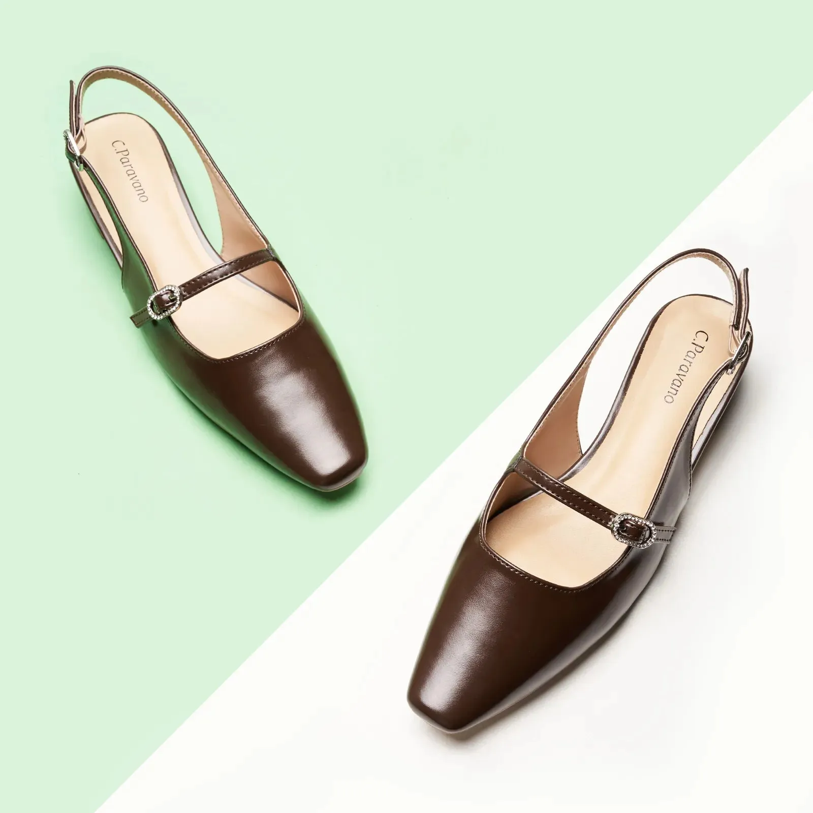 Block Heel Slingback Sandals (Alva)
