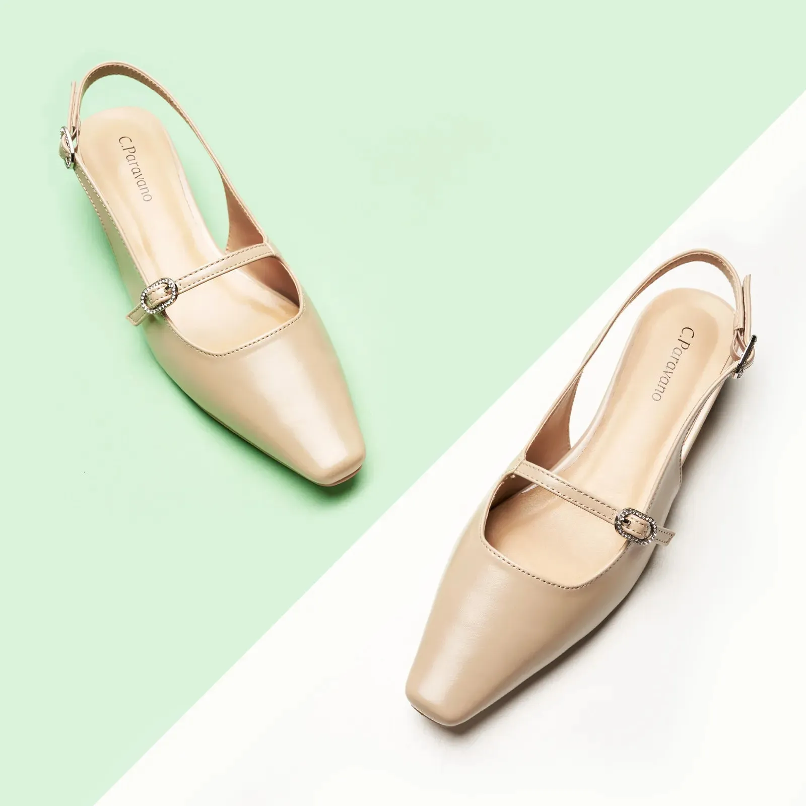 Block Heel Slingback Sandals (Alva)
