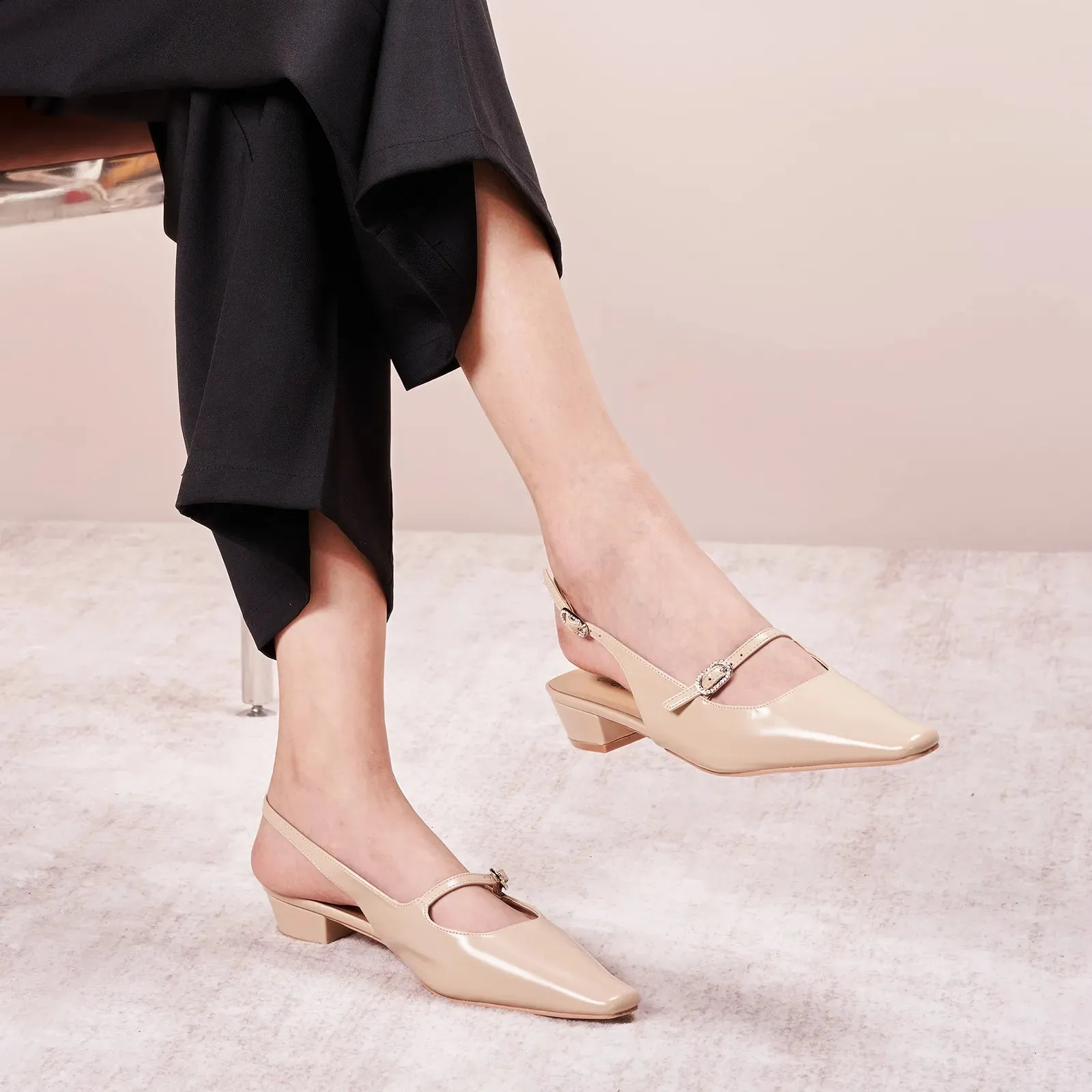 Block Heel Slingback Sandals (Alva)