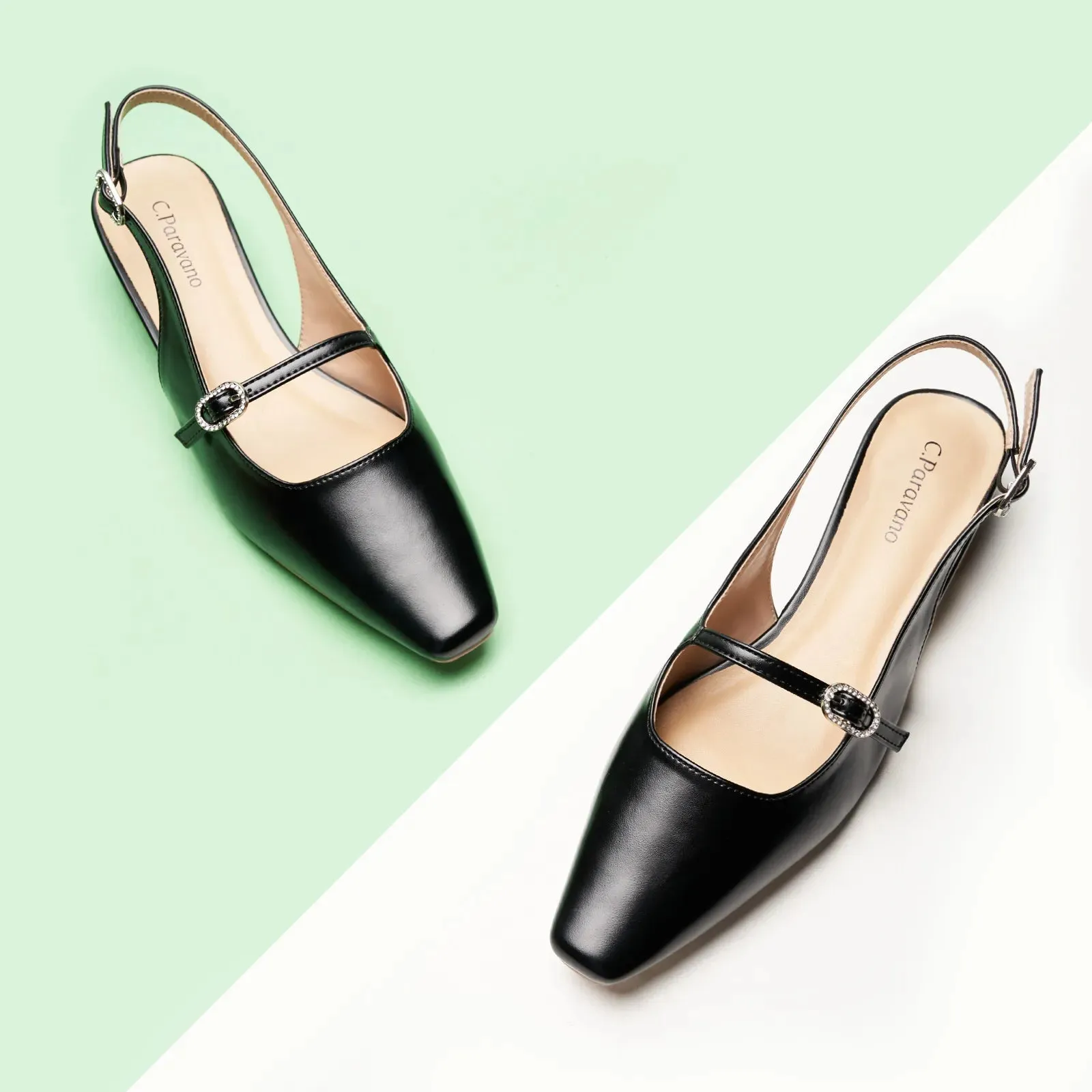Block Heel Slingback Sandals (Alva)