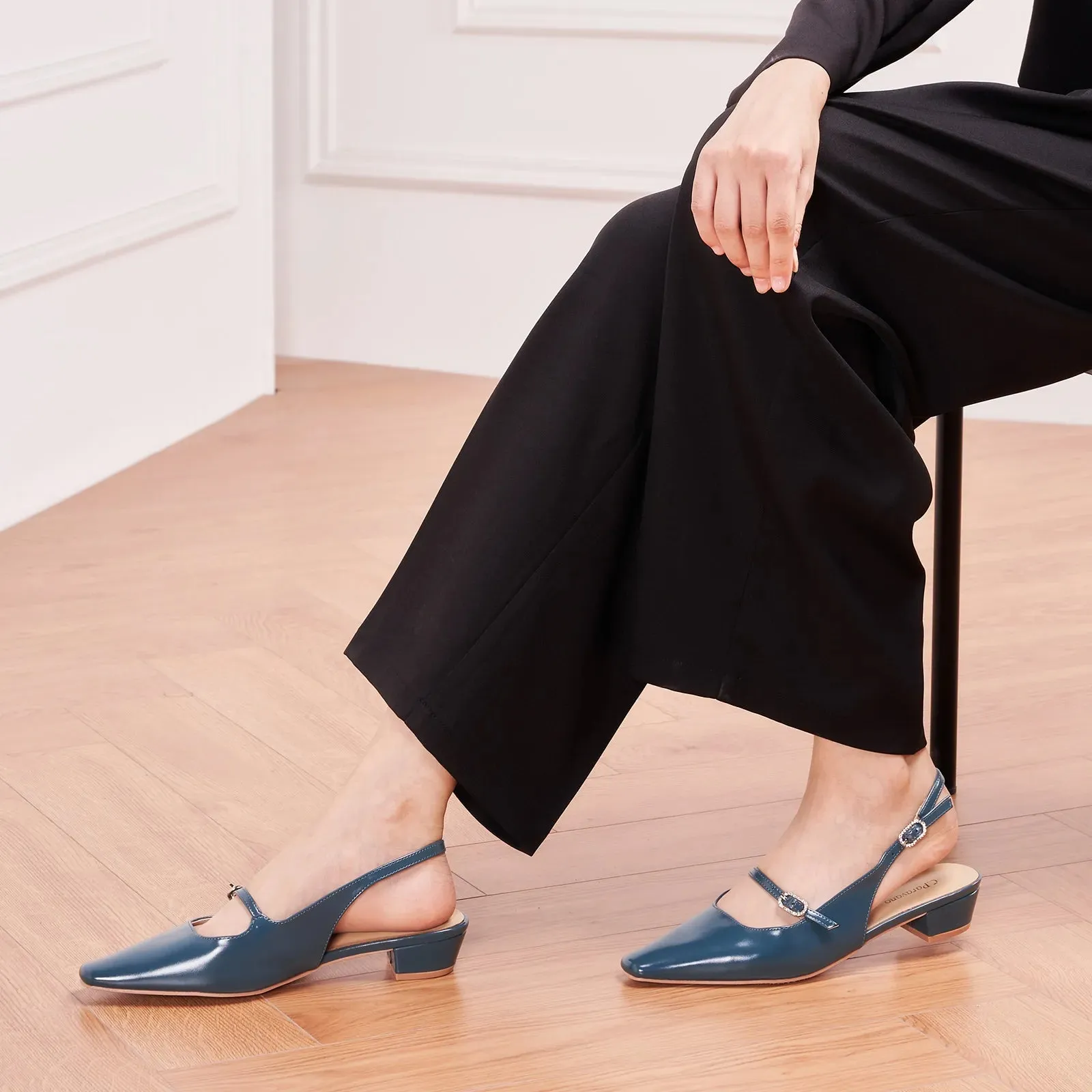 Block Heel Slingback Sandals (Alva)
