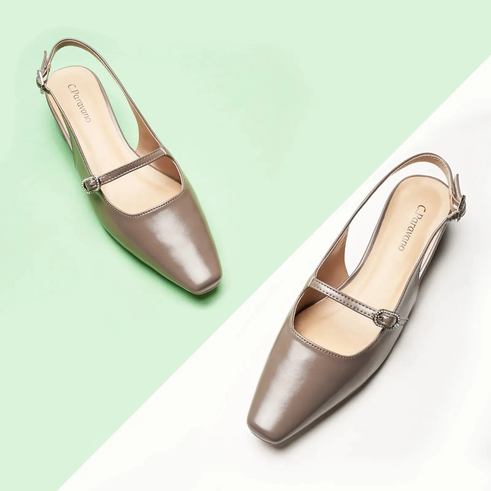 Block Heel Slingback Sandals (Alva)