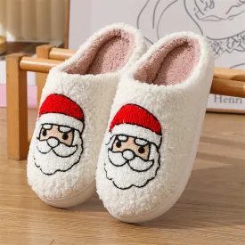Blue Zone Planet |  Christmas Santa Claus Pattern Cotton Slippers Indoor Home Plush Warm Slippers