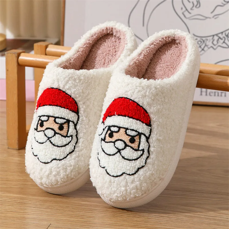 Blue Zone Planet |  Christmas Santa Claus Pattern Cotton Slippers Indoor Home Plush Warm Slippers