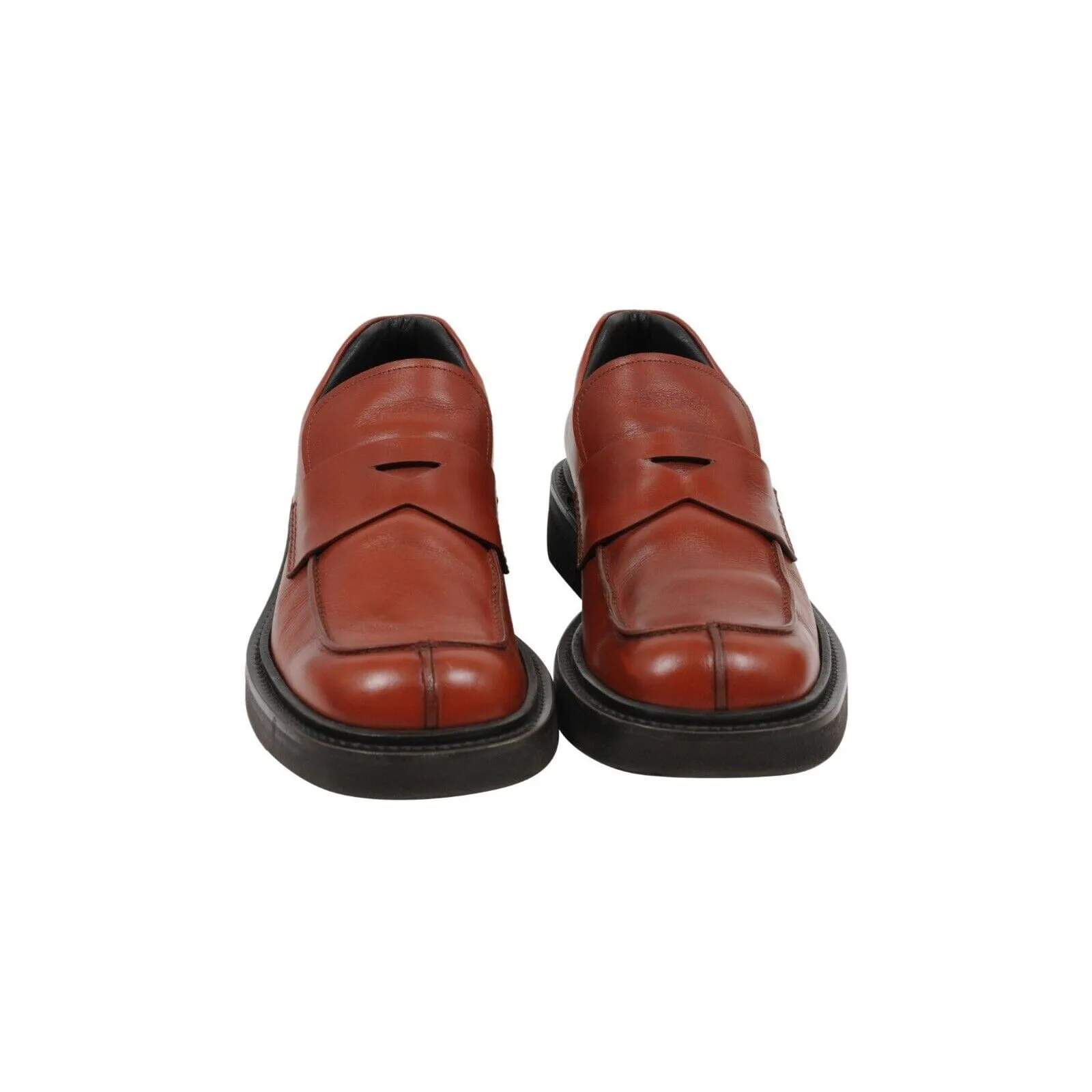 Brown Red Leather Square Toe Aw99 Reissue Penny Loafers