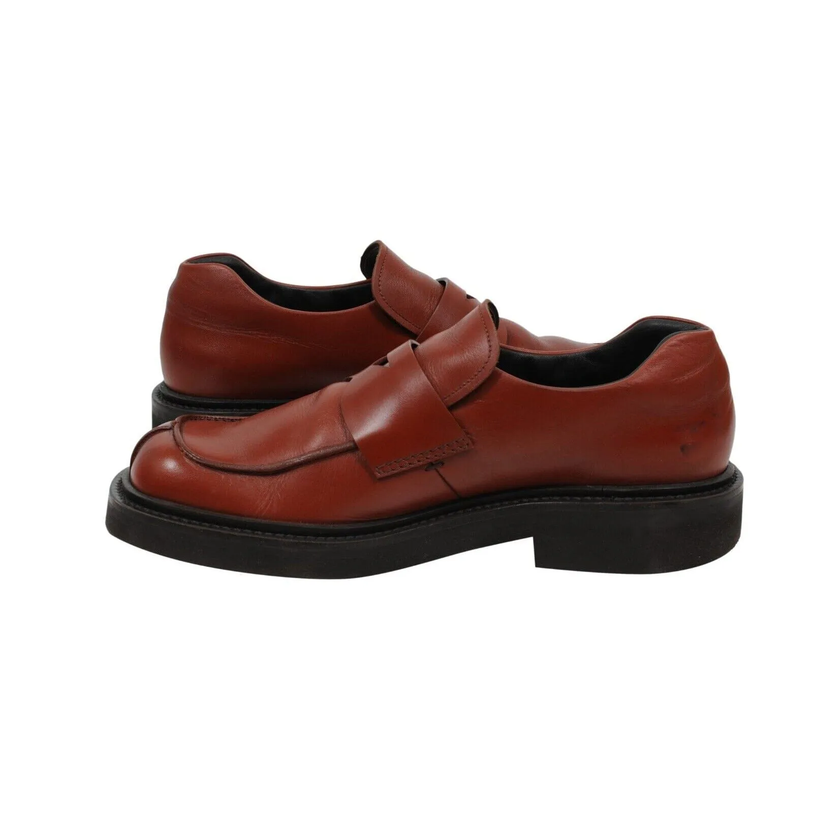 Brown Red Leather Square Toe Aw99 Reissue Penny Loafers