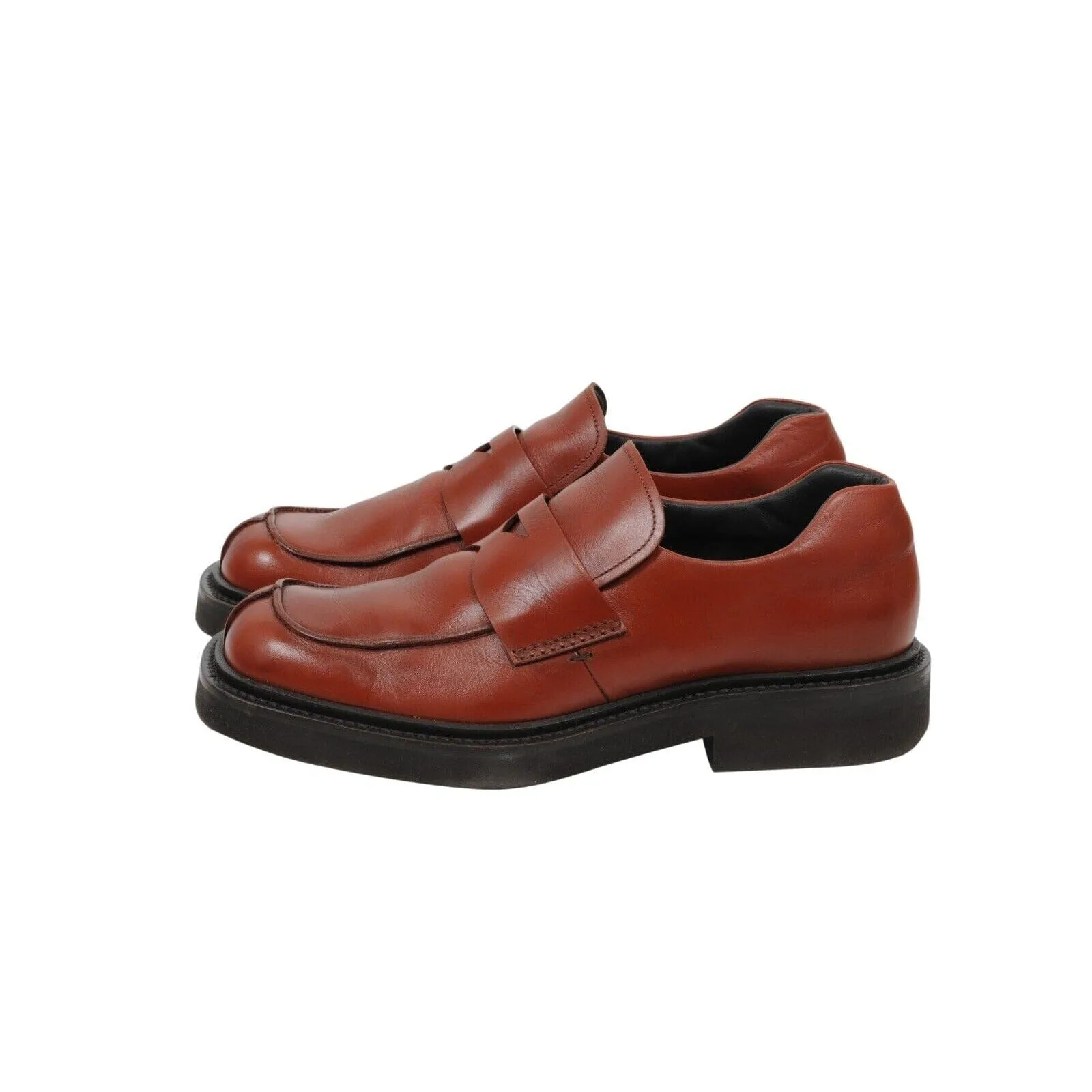Brown Red Leather Square Toe Aw99 Reissue Penny Loafers