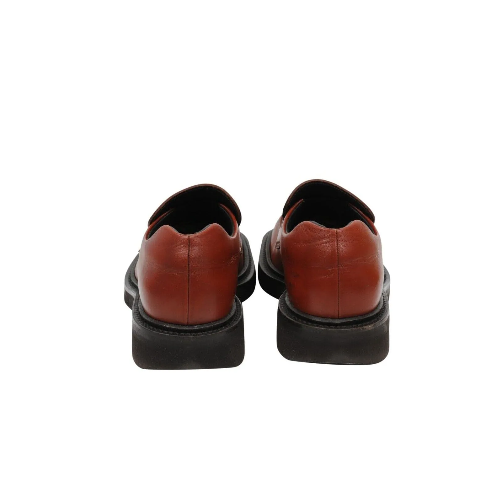 Brown Red Leather Square Toe Aw99 Reissue Penny Loafers
