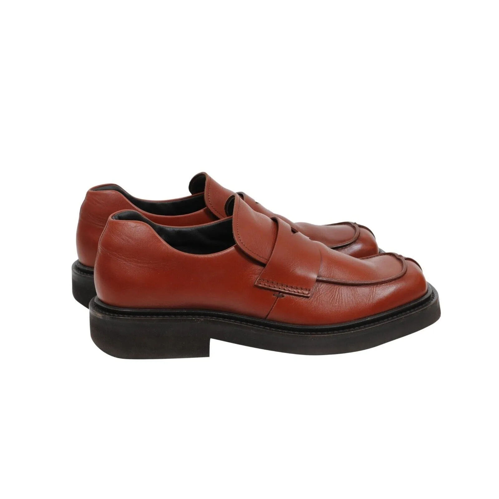 Brown Red Leather Square Toe Aw99 Reissue Penny Loafers
