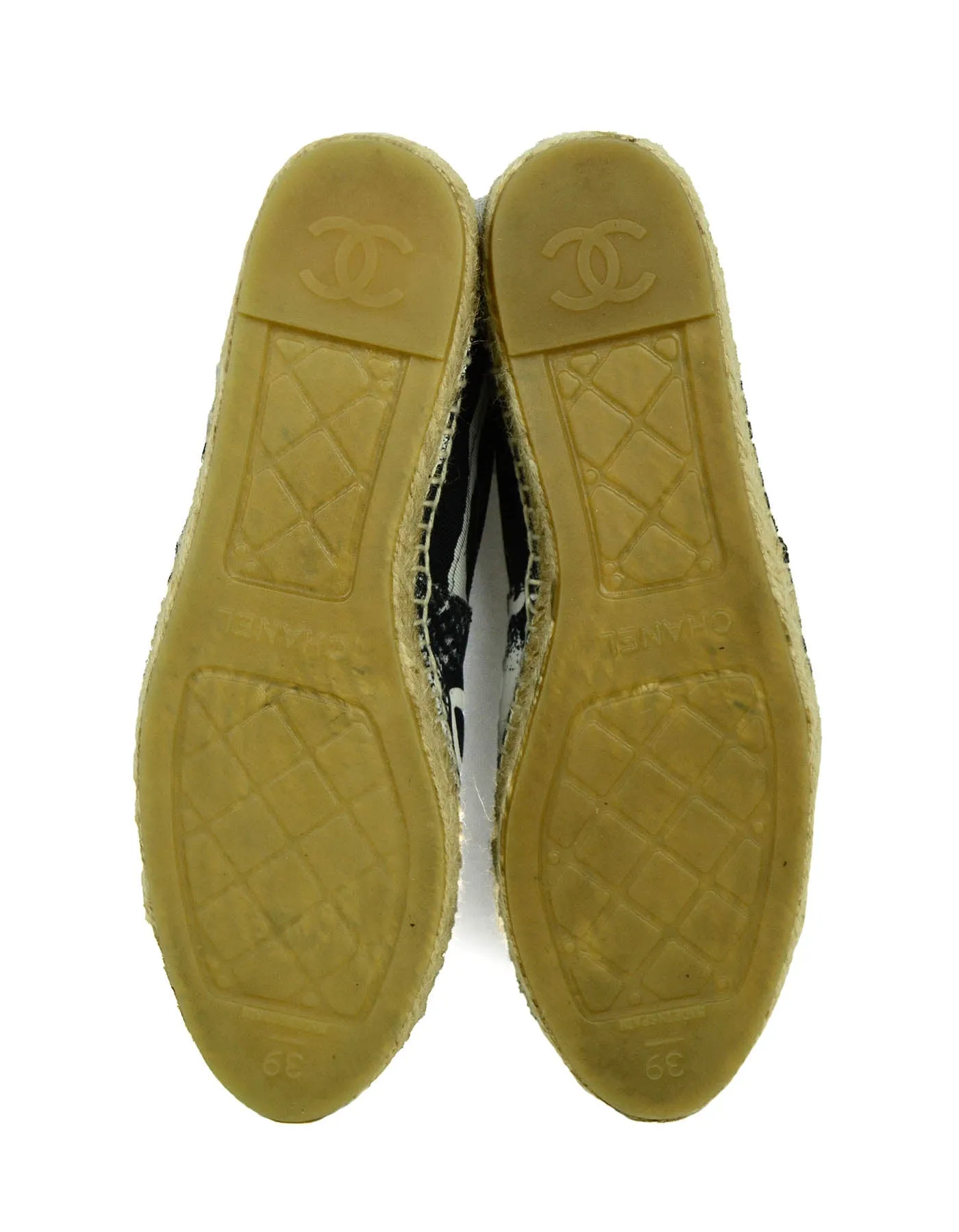 Chanel 2020 Black/White Cambon Logo Print Espadrilles sz 39
