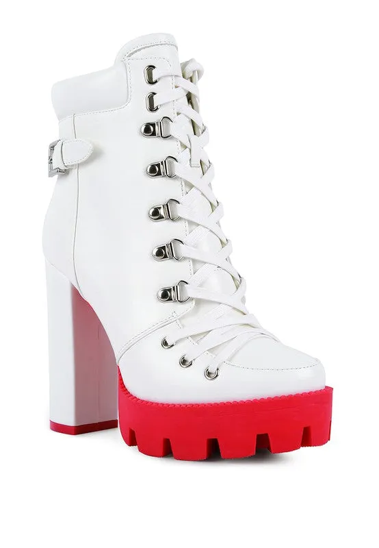 Chunky High Heel Lace Up Boot - Ankle Lace Up Boot