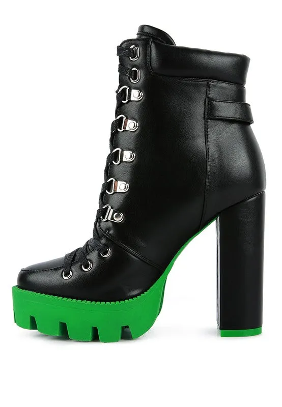 Chunky High Heel Lace Up Boot - Ankle Lace Up Boot