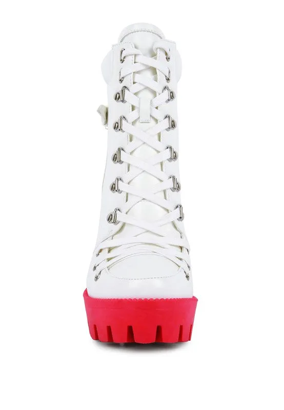 Chunky High Heel Lace Up Boot - Ankle Lace Up Boot