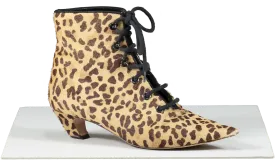 Dior Brown Lace Up Kitten Heel Ankle Boots- Leopard Print UK 5.5 EU 38.5 👠