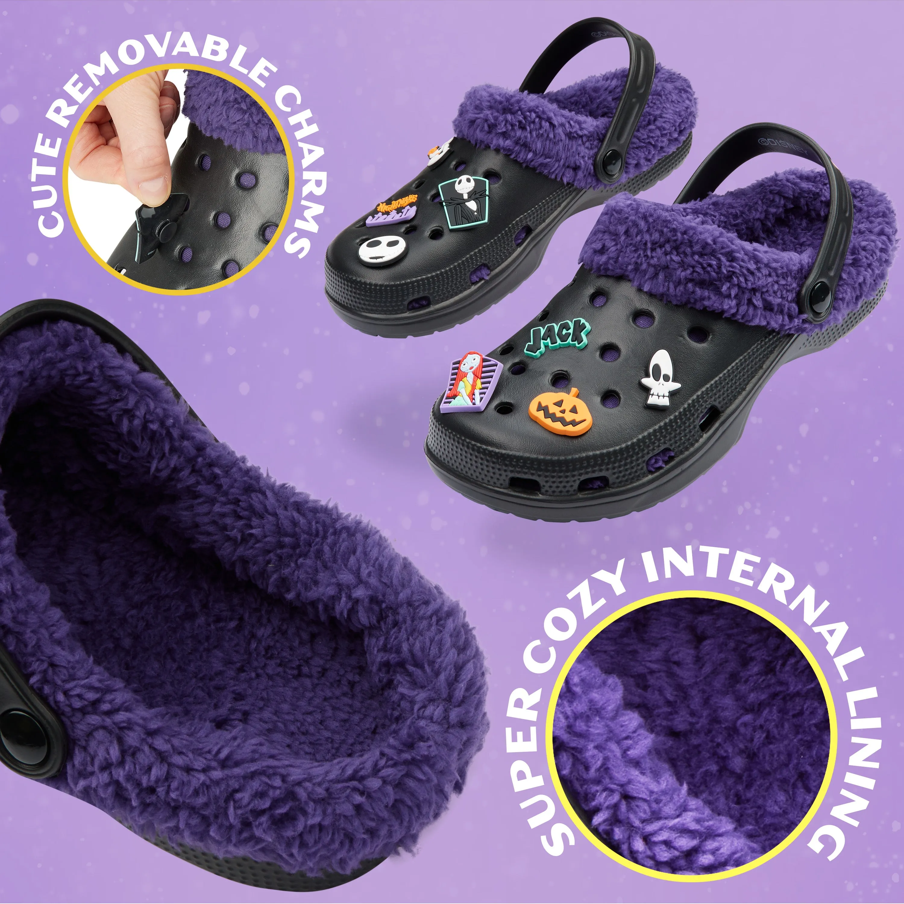 Disney Stitch Clogs Womens Winter Fleece Lining & Removable Charms