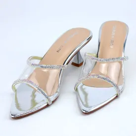 Elegant Clear Rhinestone Pointed Toe Kitten Heels #10380 #22