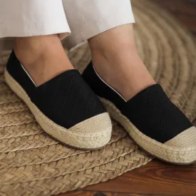 Fabric Patter Espadrilles - Black