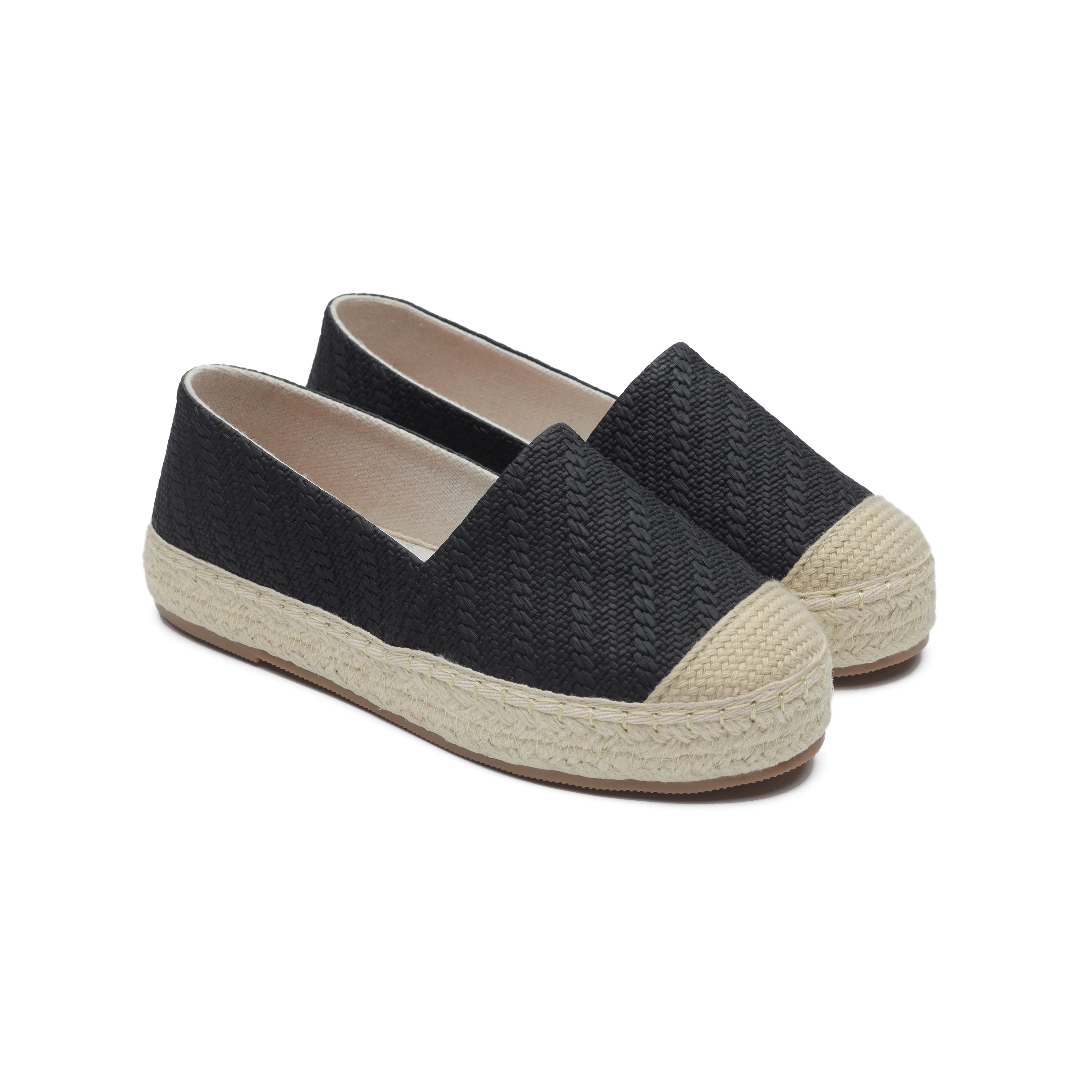 Fabric Patter Espadrilles - Black