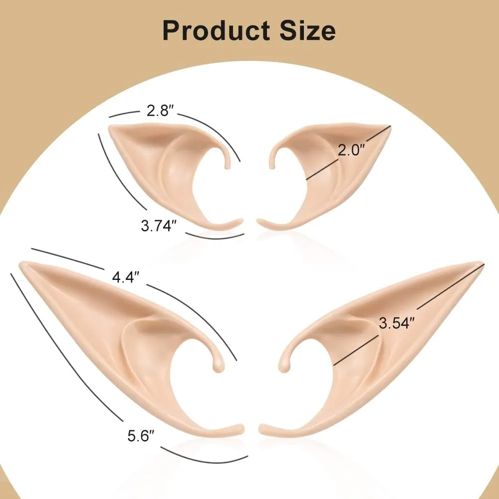 FRESHME Fairy Pixie Elf Ears - Cosplay Soft Pointed Ears Elven Masquerade Vampire Fairy Ears Makeup Costume Accessories