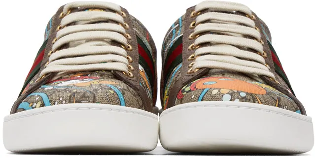Gucci Beige Disney Edition GG Supreme Ace Sneakers