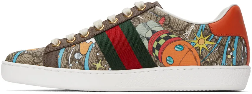 Gucci Beige Disney Edition GG Supreme Ace Sneakers
