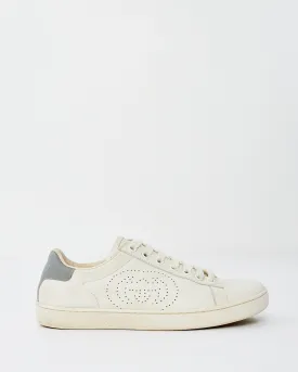 Gucci White Leather Natural Ace Perforated Interlocking G Sneakers - 7