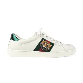 Gucci White Leather Tiger Ace Sneakers