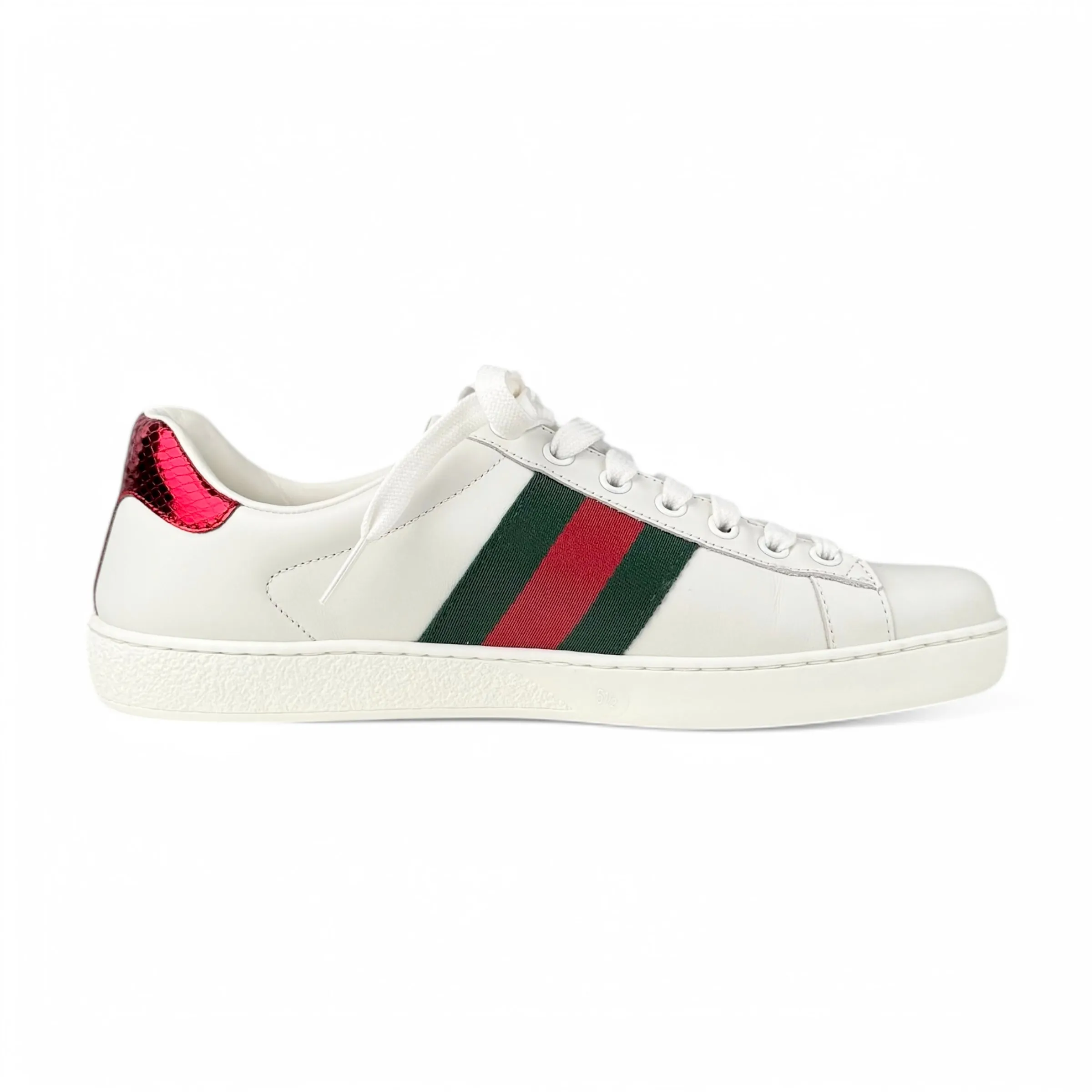 Gucci White Leather Tiger Ace Sneakers