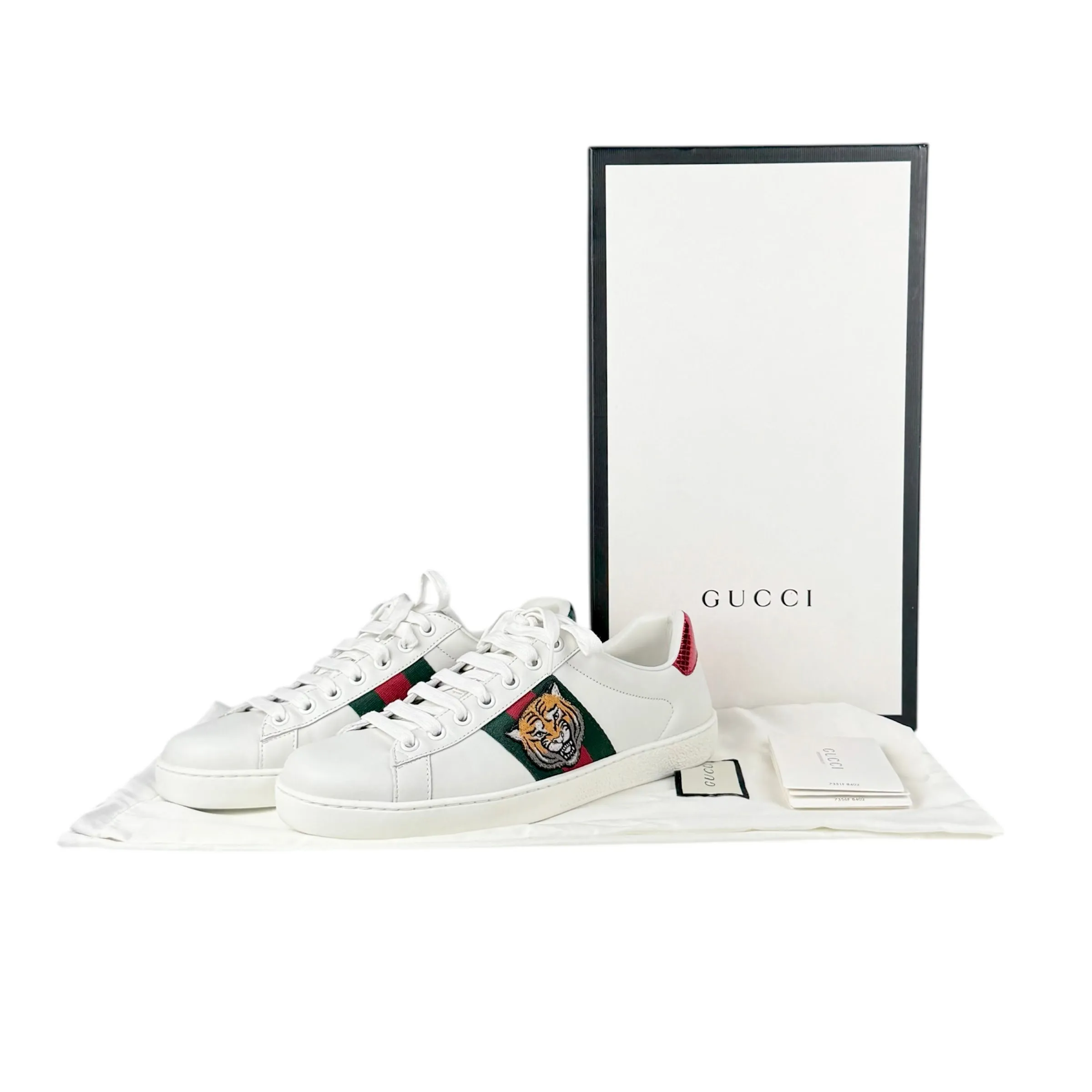 Gucci White Leather Tiger Ace Sneakers
