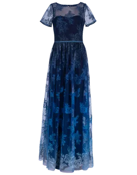 Illusion Embroidered Ombre Gown