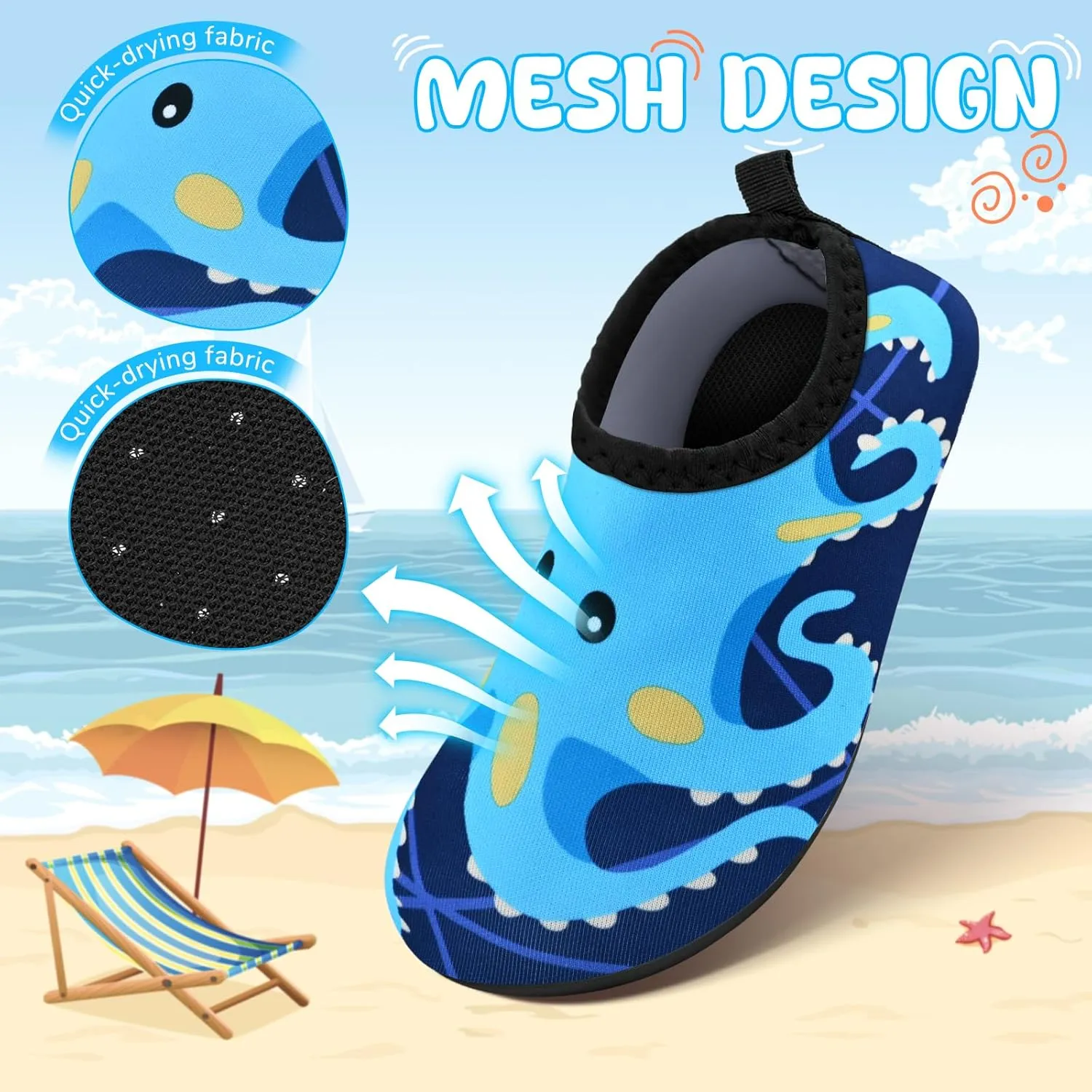 Kids Boys Girls Swim Water Shoes, Toddler Kids Swim Water Shoes Non-Slip Quick Dry Beach Shoes,Barefoot Sports Shoes Aqua Socks for Beach Outdoor Sports
