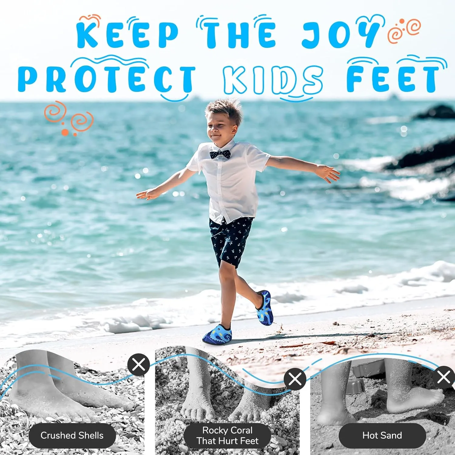 Kids Boys Girls Swim Water Shoes, Toddler Kids Swim Water Shoes Non-Slip Quick Dry Beach Shoes,Barefoot Sports Shoes Aqua Socks for Beach Outdoor Sports