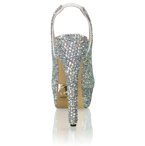 Marc Defang RACHEL AB CRYSTAL Pageant platform heel sling back prom Shoes