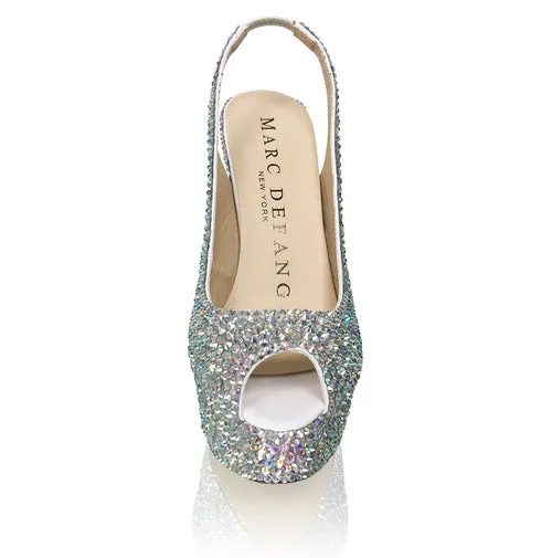 Marc Defang RACHEL AB CRYSTAL Pageant platform heel sling back prom Shoes