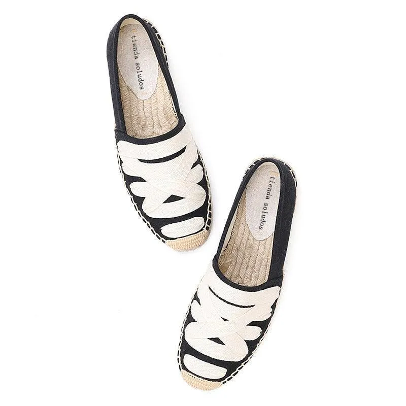 Mary Janes Espadrille Flats - Black
