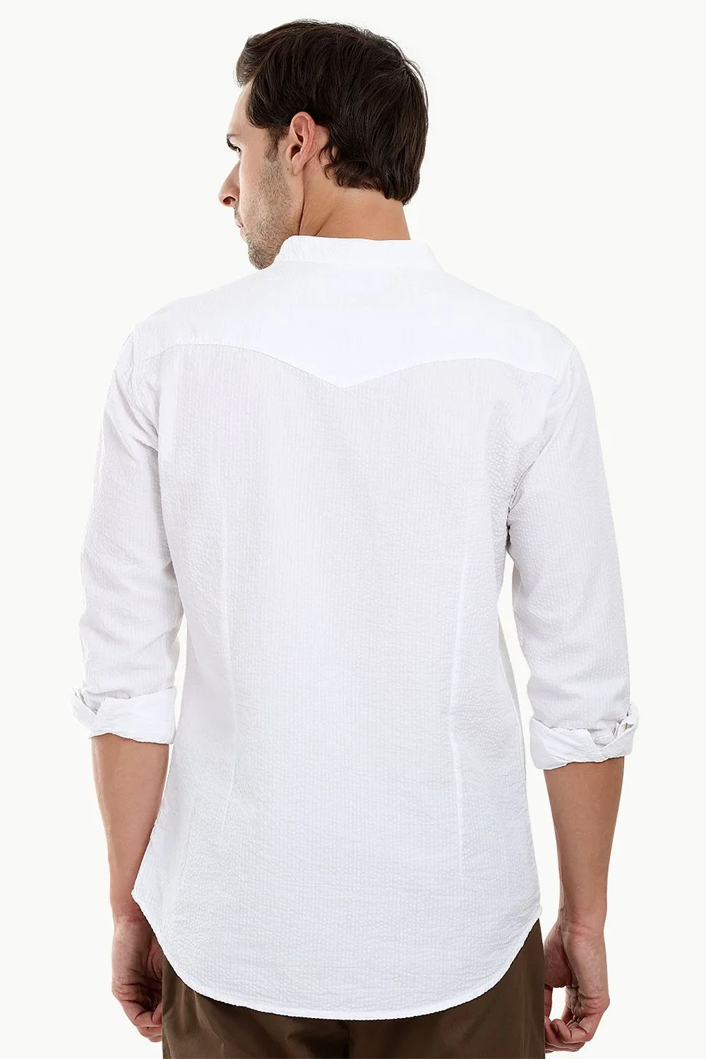 Men's Casual Seersucker Short Kurta