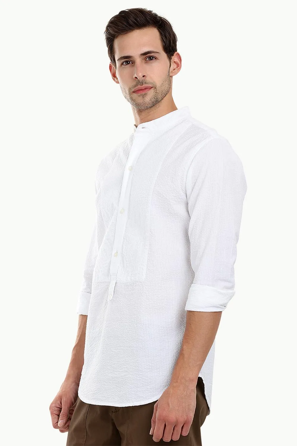 Men's Casual Seersucker Short Kurta
