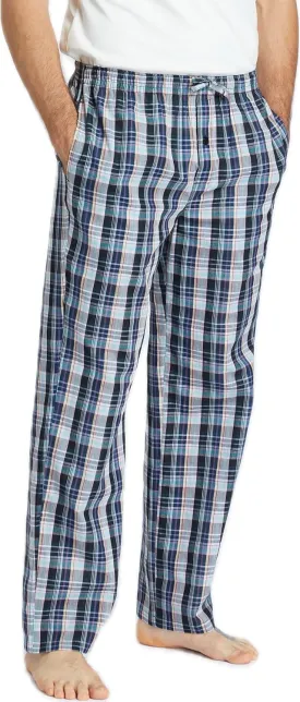 Mens Pajama Pants 100% Cotton Plaid Sleep & Lounge Pants, PJ Bottoms with Pockets and Button Fly