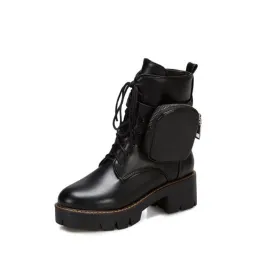 Motorcycle Womens Boots / Lace-Up Platform Shoes / Steampunk Fashion Thick-soled Shoes for Women